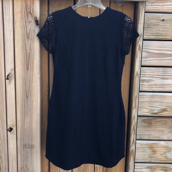 Banana Republic | Dresses | Like New Banana Republic Mesh Overlay Zip Back  Dress In Navy | Poshmark